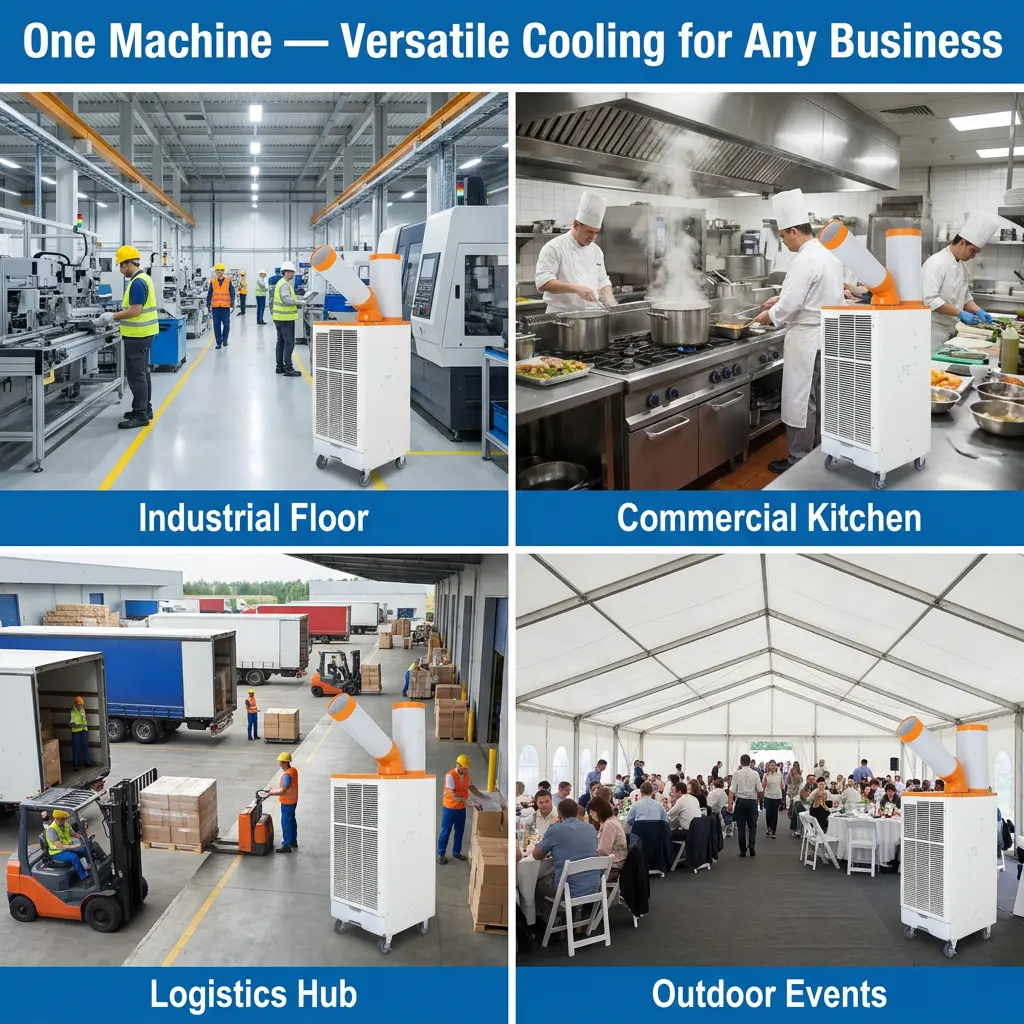 OEM Oranžová Bílá Japonský styl Chladič s rychlým chlazením 3 minuty Průmyslová klimatizace pro dílnu na zpracování kovů